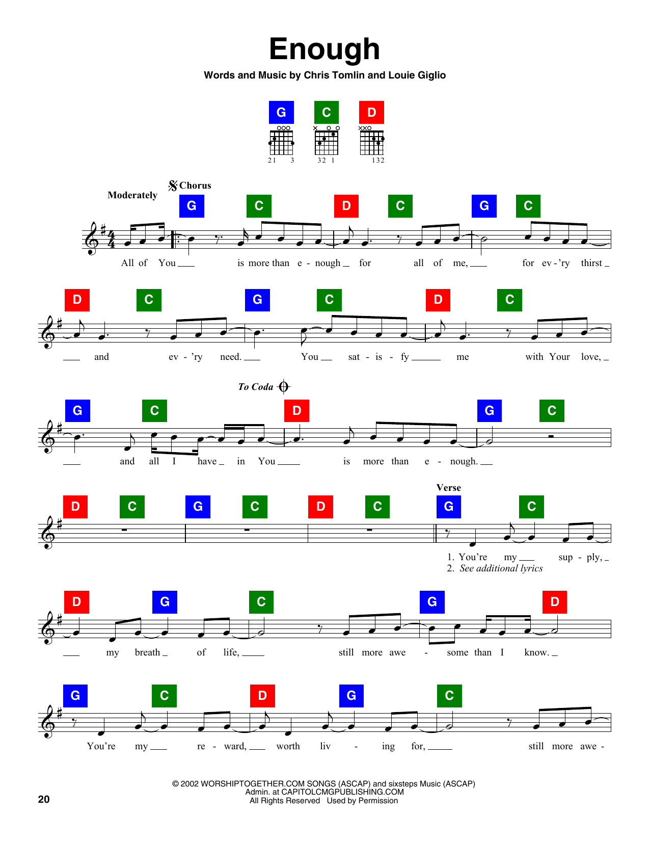 Chris Tomlin & Louie Giglio Enough sheet music notes and chords. Download Printable PDF.