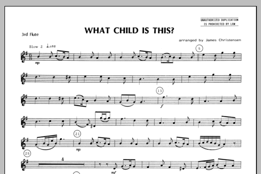 Christensen What Child Is This Flute 3 Sheet Music Notes Chords Download Printable Pdf Score