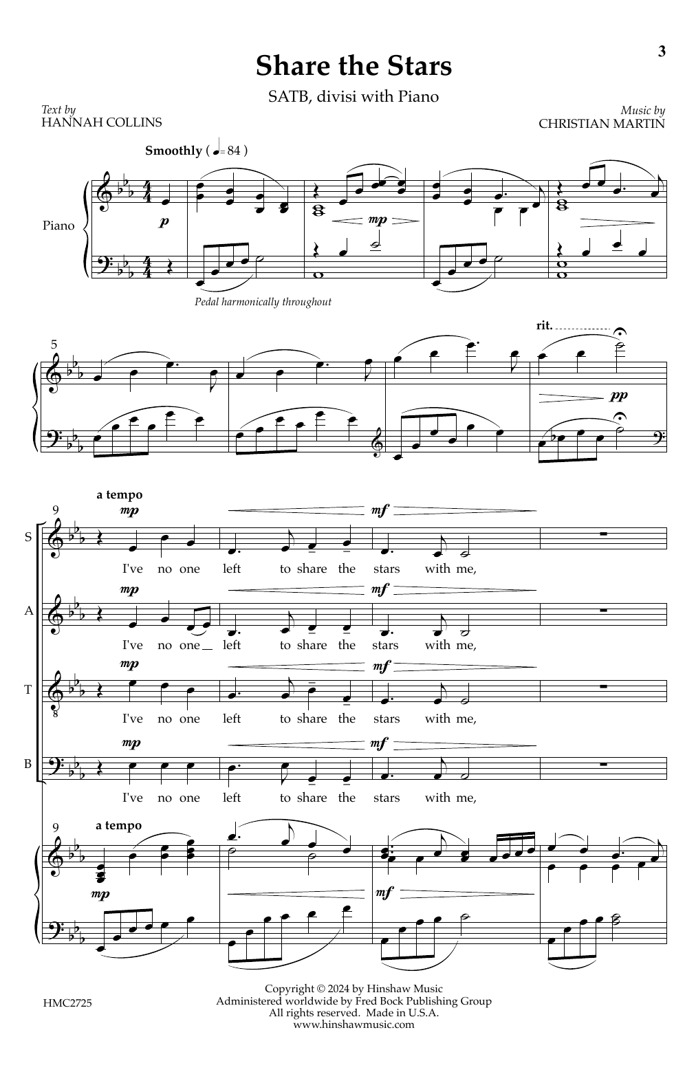 Christian Martin Share The Stars sheet music notes and chords. Download Printable PDF.