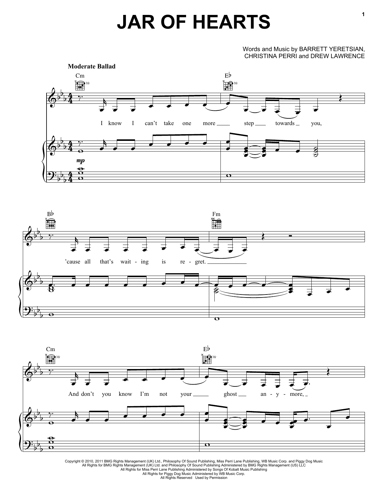 Christina Perri Jar Of Hearts sheet music notes and chords. Download Printable PDF.