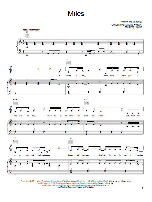 Christina Perri Miles sheet music notes and chords. Download Printable PDF.