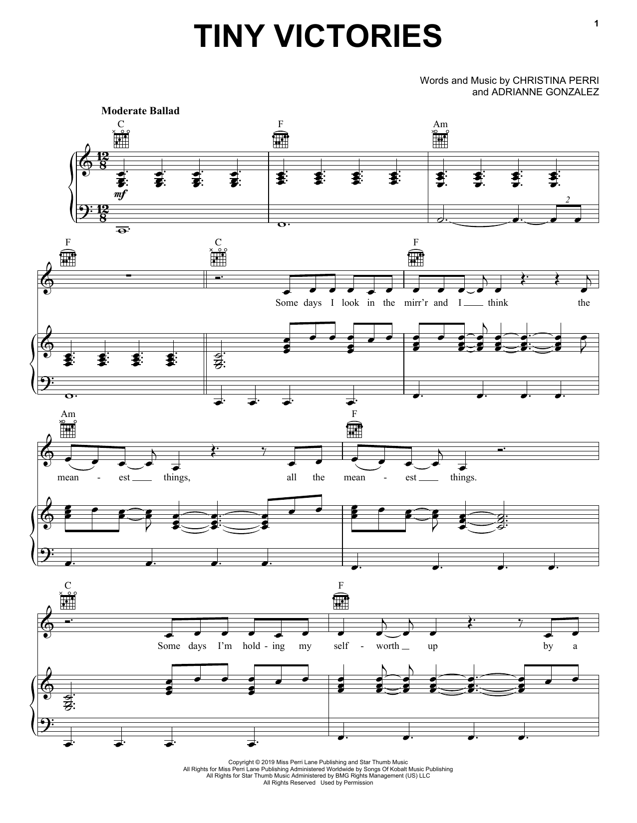 Christina Perri Tiny Victories sheet music notes and chords. Download Printable PDF.