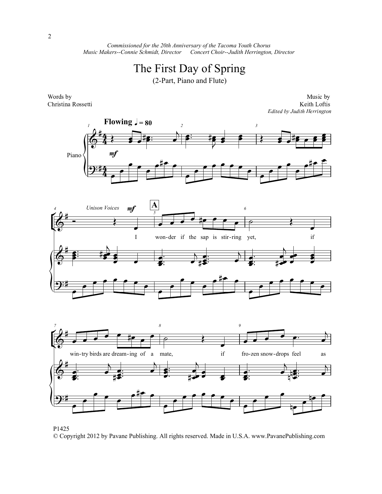 Learn to play Christina Rossetti The First Day of Spring sheet music for 2-Part Choir in minutes. Price: 3.9900$ Christina Rossetti The First Day of Spring sheet music notes and chords arranged for 2-Part Choir