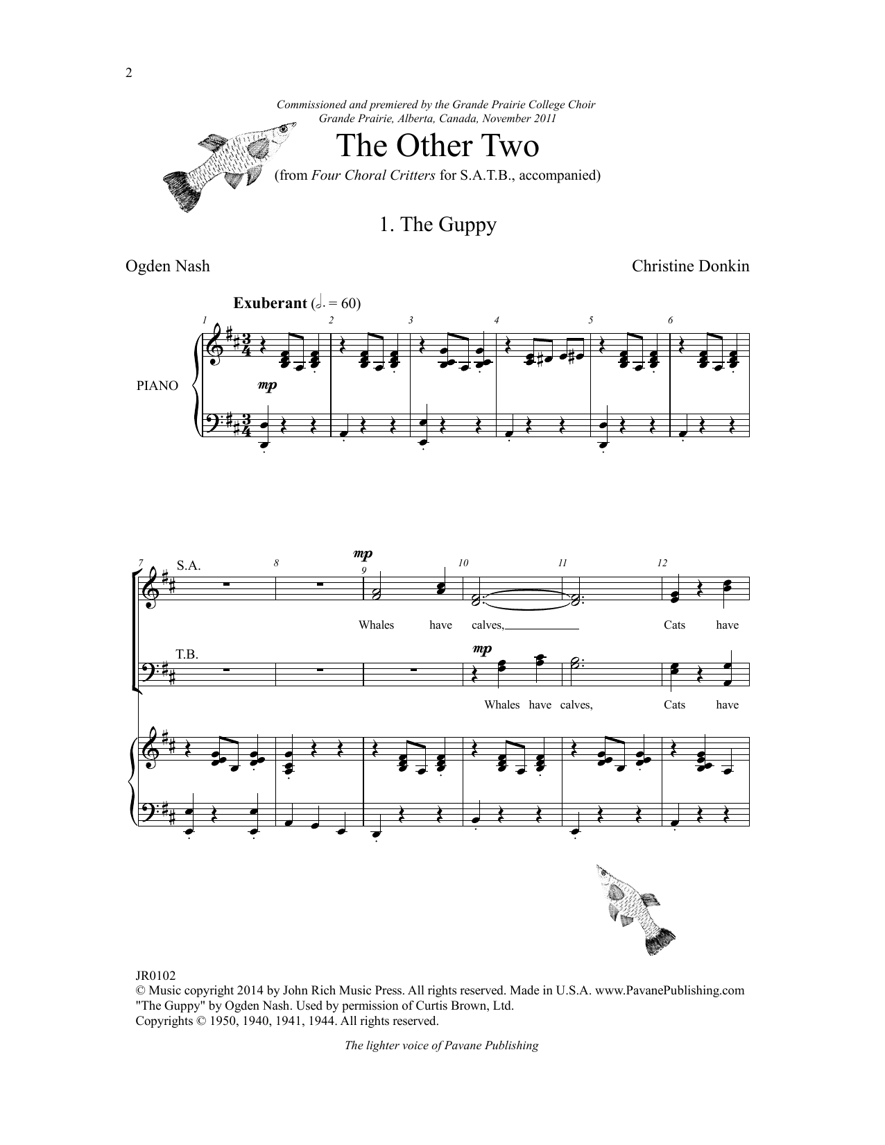 Learn to play Christine Donkin Four Choral Critters - The Other Two sheet music for SATB Choir in minutes. Price: 3.9900$ Christine Donkin Four Choral Critters - The Other Two sheet music notes and chords arranged for SATB Choir