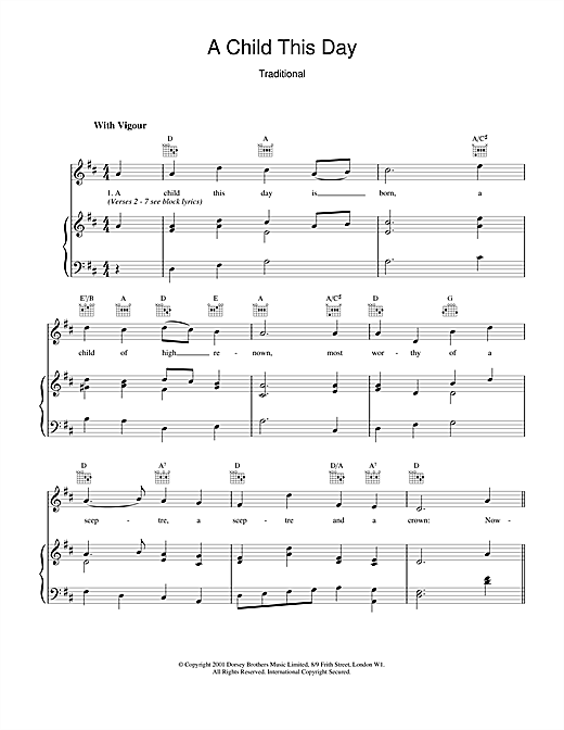 Learn to play Christmas Carol A Child This Day sheet music for Piano, Vocal & Guitar (Right-Hand Melody) in minutes. Christmas Carol A Child This Day sheet music notes and chords. Download Printable PDF.