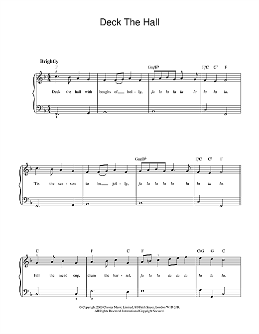 Christmas Carol Deck The Halls sheet music notes and chords. Download Printable PDF.