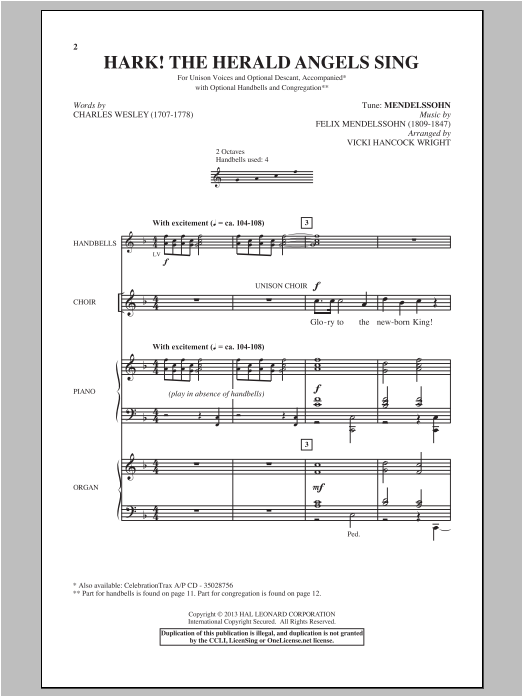 Learn to play Christmas Carol Hark! The Herald Angels Sing (arr. Vicki Hancock Wright) sheet music for Unison Choir in minutes. Price: 5.9900$ Christmas Carol Hark! The Herald Angels Sing (arr. Vicki Hancock Wright) sheet music notes and chords. Download Printable PDF.