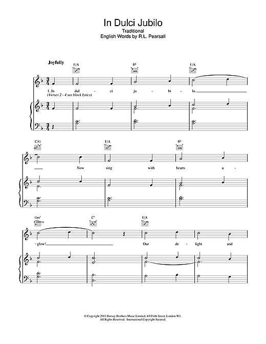 Preview Christmas Carol In Dulci Jubilo Christmas sheet music, notes and chords for Piano & Vocal, SKU: 18904 sheet music, piano notes, chords, guitar tabs, score, transpose, transcribe, how to play, guide, download, learn, tutorial, progression, song, artist, awards, billboard, mtv, vh1, tour, single, album, release