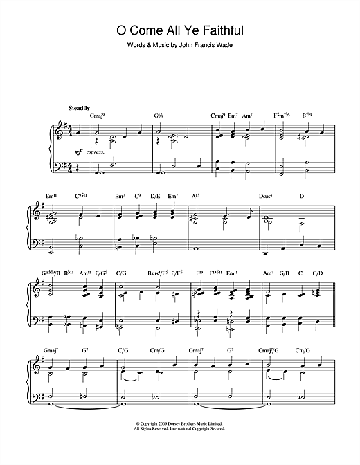 Learn to play Christmas Carol O Come All Ye Faithful (jazz version) sheet music for Piano Solo in minutes. Christmas Carol O Come All Ye Faithful (jazz version) sheet music notes and chords