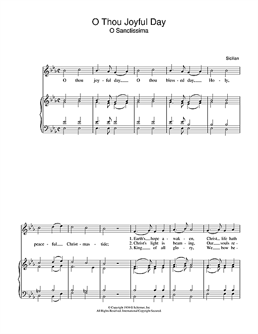 Learn to play Christmas Carol O Thou Joyful Day sheet music for Piano & Vocal in minutes. Christmas Carol O Thou Joyful Day sheet music notes and chords. Download Printable PDF.