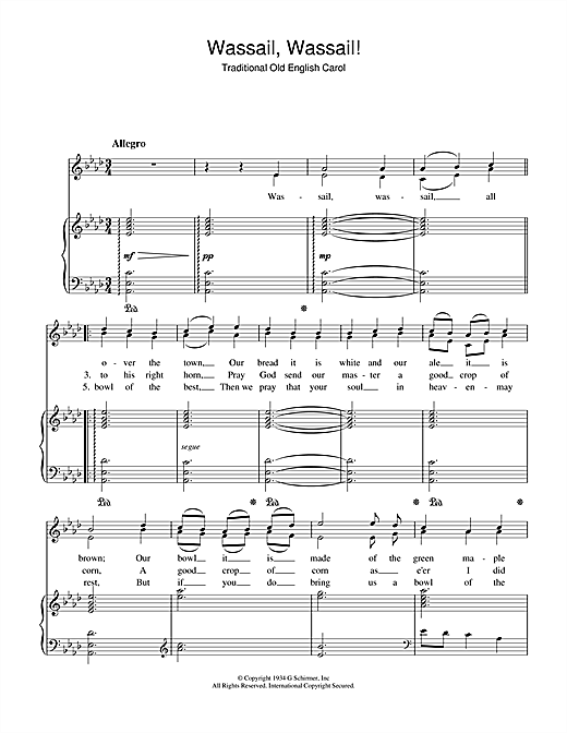 Learn to play Christmas Carol Wassail! Wassail! sheet music for Piano & Vocal in minutes. Christmas Carol Wassail! Wassail! sheet music notes and chords