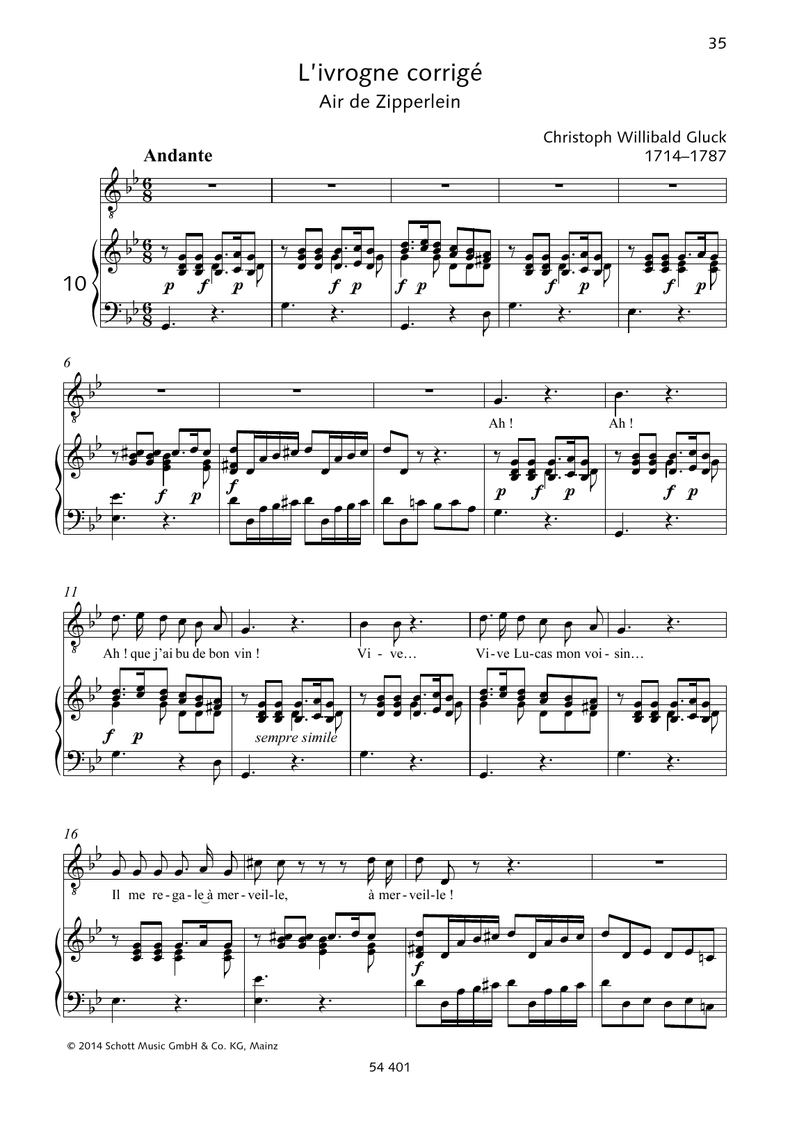 Learn to play Christoph Willibald Gluck Ah! Que j'ai bu de bon vin! sheet music for Piano & Vocal in minutes. Price: 6.9900$ Christoph Willibald Gluck Ah! Que j'ai bu de bon vin! sheet music notes and chords arranged for Piano & Vocal