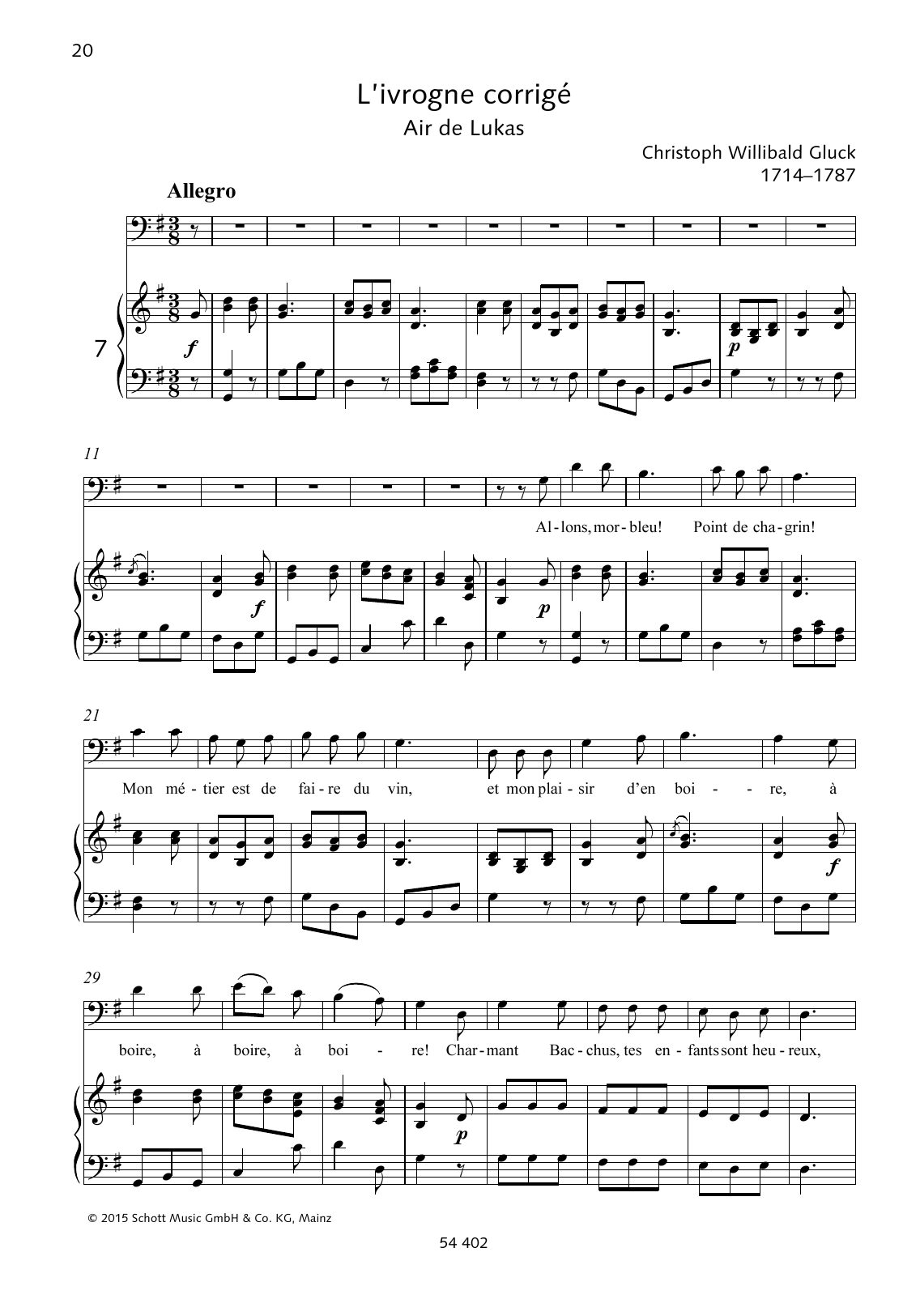 Learn to play Christoph Willibald Gluck Allons, morbleu! Point de chagrin! sheet music for Piano & Vocal in minutes. Price: 6.9900$ Christoph Willibald Gluck Allons, morbleu! Point de chagrin! sheet music notes and chords arranged for Piano & Vocal