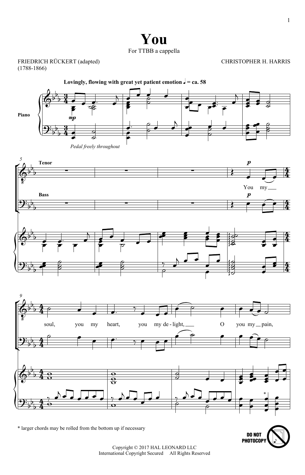 Learn to play Christopher Harris You sheet music for TTBB Choir in minutes. Christopher Harris You sheet music notes and chords. Download Printable PDF.