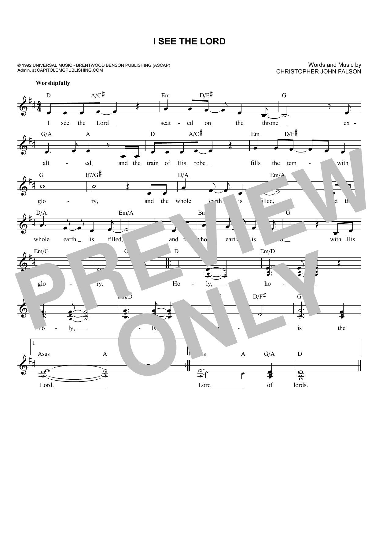 Learn to play Christopher John Falson I See The Lord sheet music for Lead Sheet / Fake Book in minutes. Price: 5.9900$ Christopher John Falson I See The Lord sheet music notes and chords arranged for Lead Sheet / Fake Book