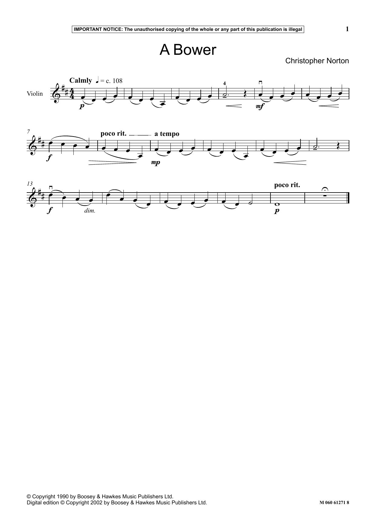 Christopher Norton A Bower sheet music notes and chords. Download Printable PDF.