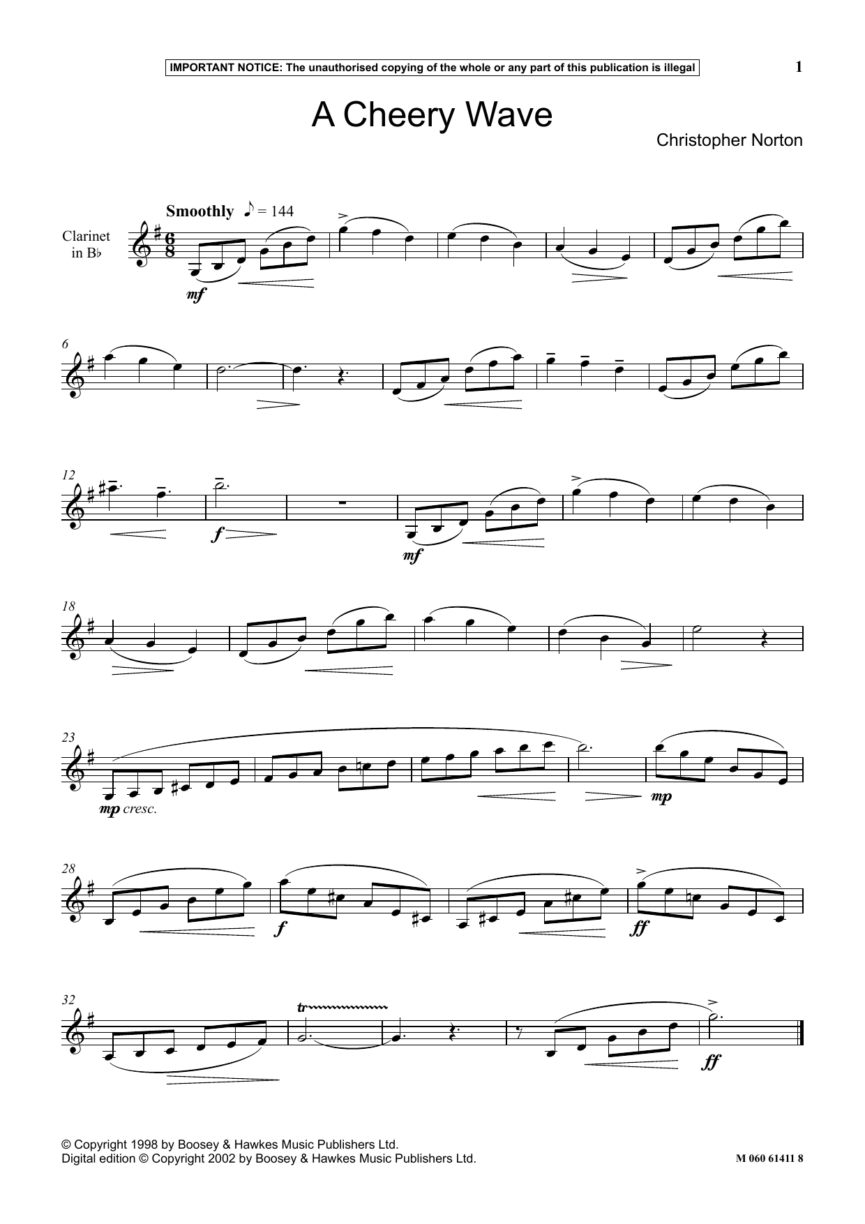 Learn to play Christopher Norton A Cheery Wave sheet music for Instrumental Solo in minutes. Price: 5.9900$ Christopher Norton A Cheery Wave sheet music notes and chords arranged for Instrumental Solo