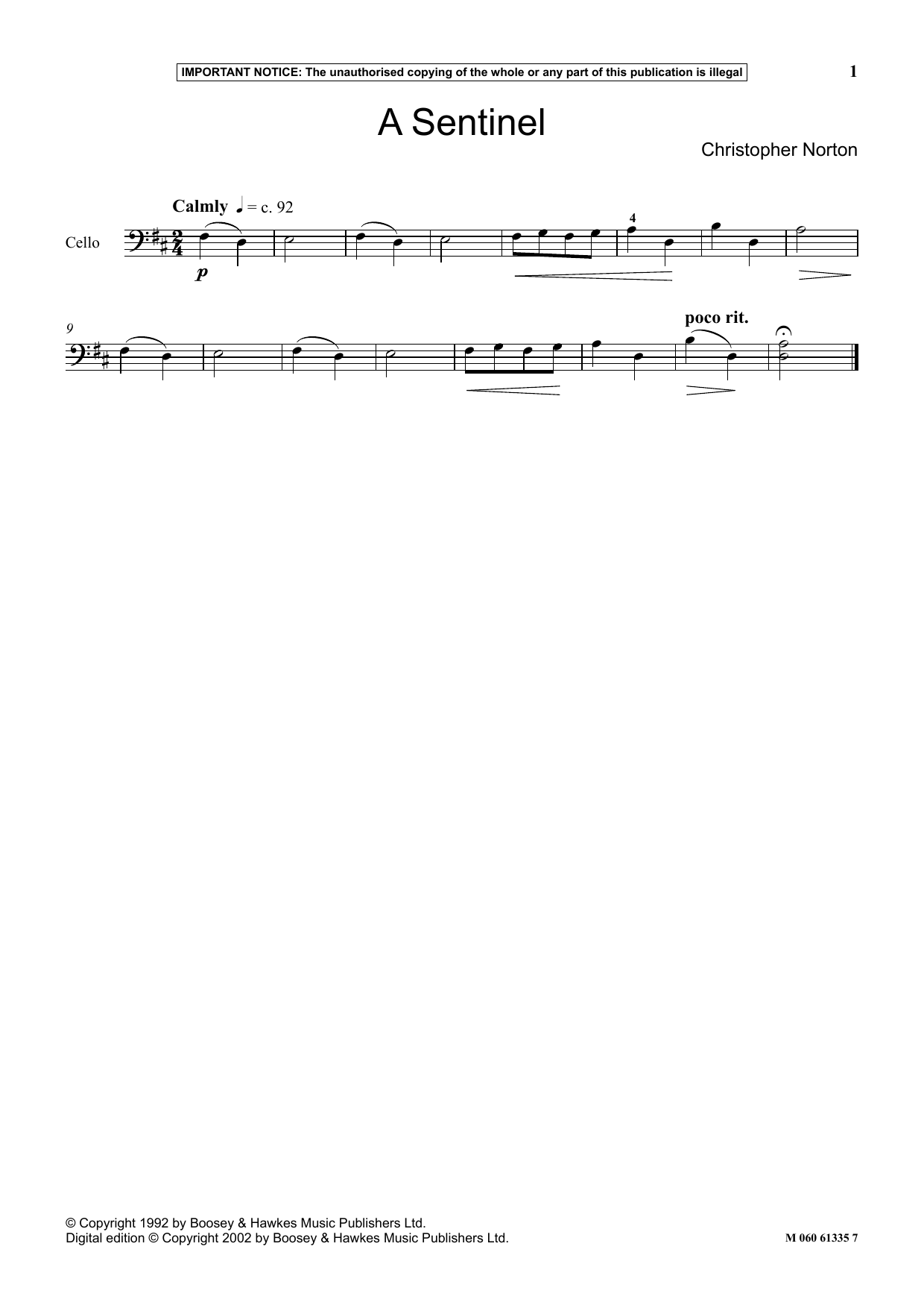 Christopher Norton A Sentinel sheet music notes and chords. Download Printable PDF.