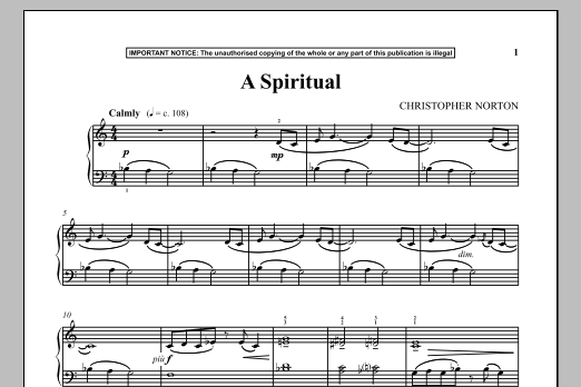 Christopher Norton A Spiritual sheet music notes and chords. Download Printable PDF.