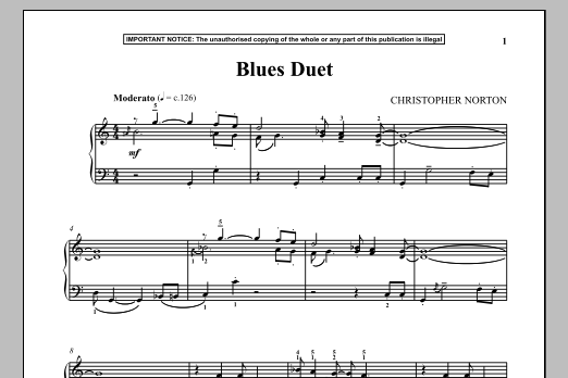 Christopher Norton Blues Duet sheet music notes and chords. Download Printable PDF.