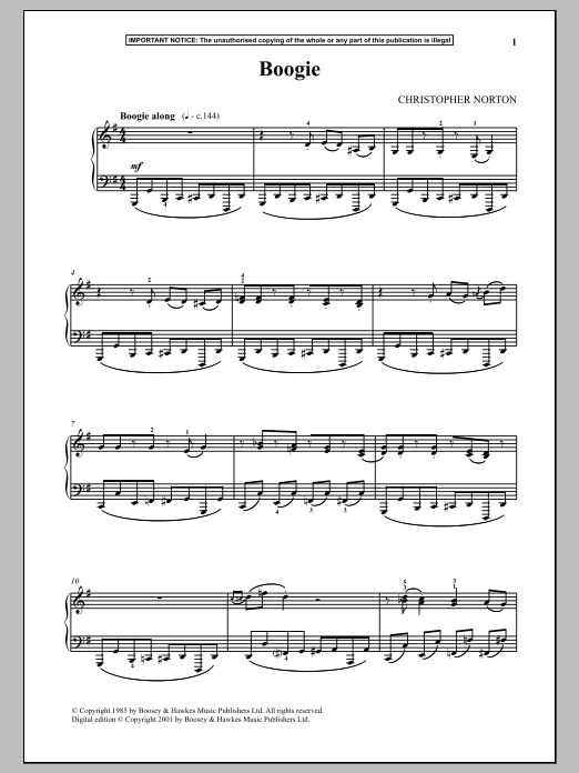 Christopher Norton Boogie sheet music notes and chords. Download Printable PDF.