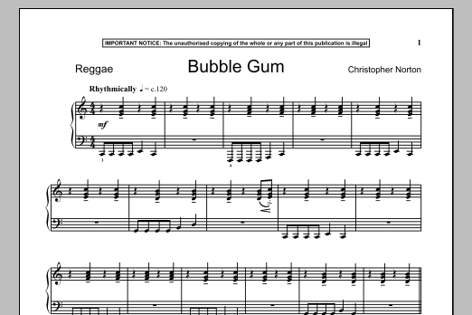 Christopher Norton Bubble Gum sheet music notes and chords. Download Printable PDF.