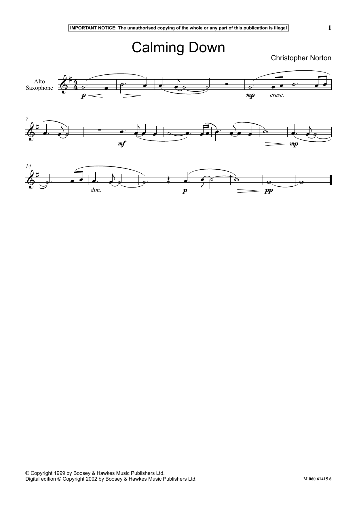 Christopher Norton Calming Down sheet music notes and chords. Download Printable PDF.