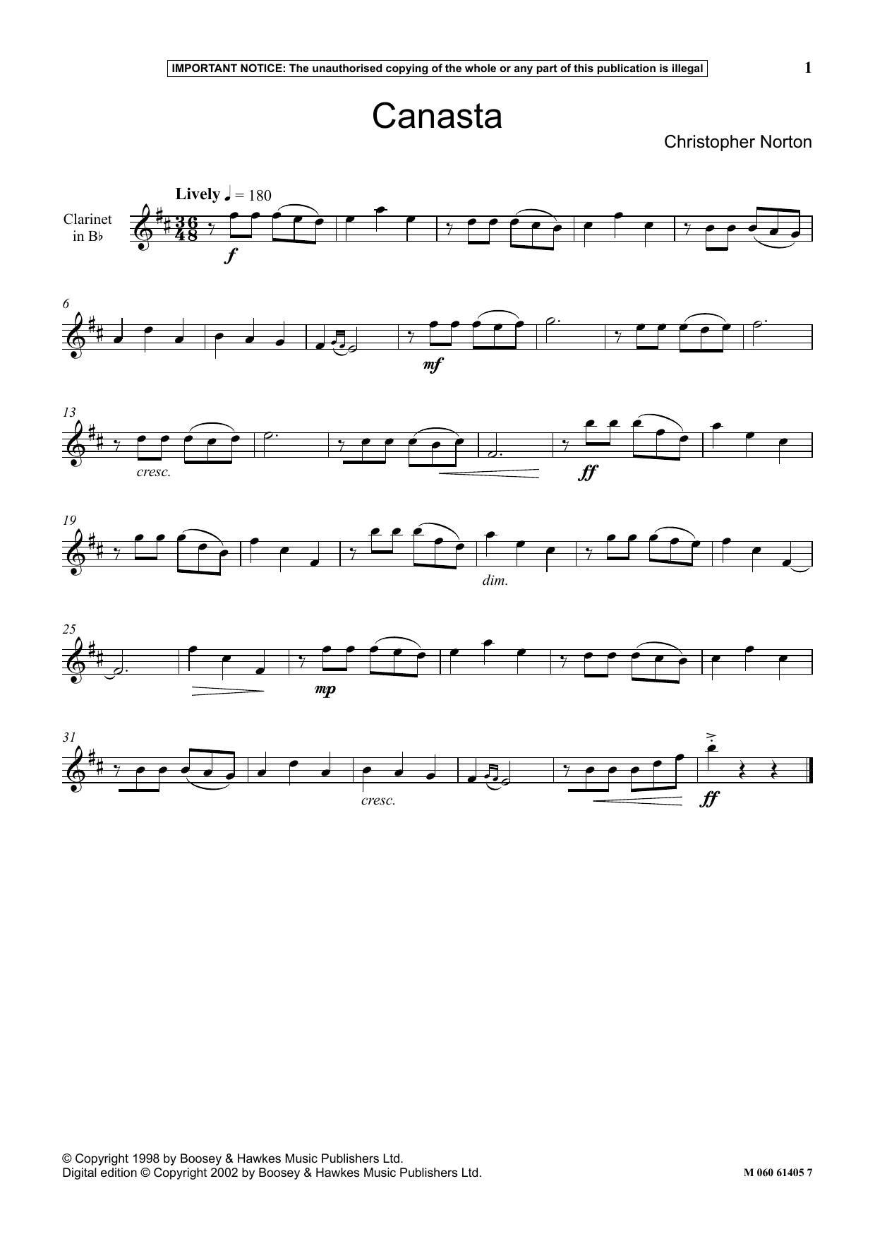 Christopher Norton Canasta sheet music notes and chords. Download Printable PDF.