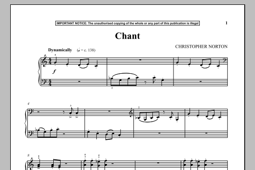 Christopher Norton Chant sheet music notes and chords. Download Printable PDF.