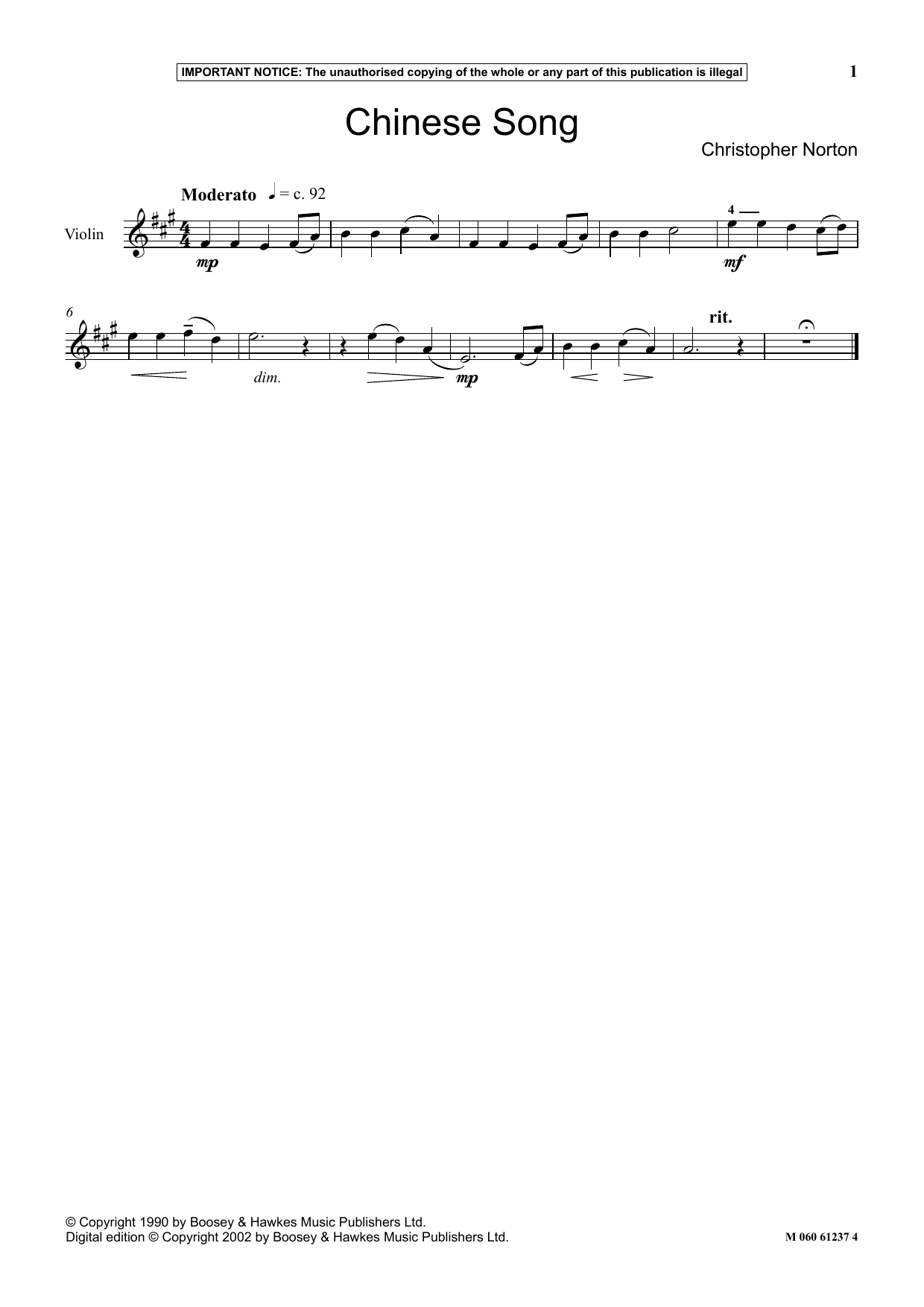 Christopher Norton Chinese Song sheet music notes and chords. Download Printable PDF.