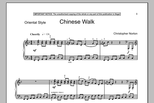 Christopher Norton Chinese Walk sheet music notes and chords. Download Printable PDF.