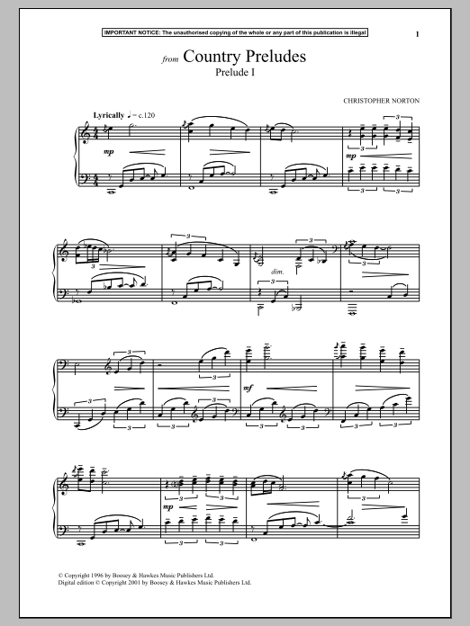 Learn to play Christopher Norton Country Preludes, Prelude I sheet music for Piano Solo in minutes. Christopher Norton Country Preludes, Prelude I sheet music notes and chords. Download Printable PDF.