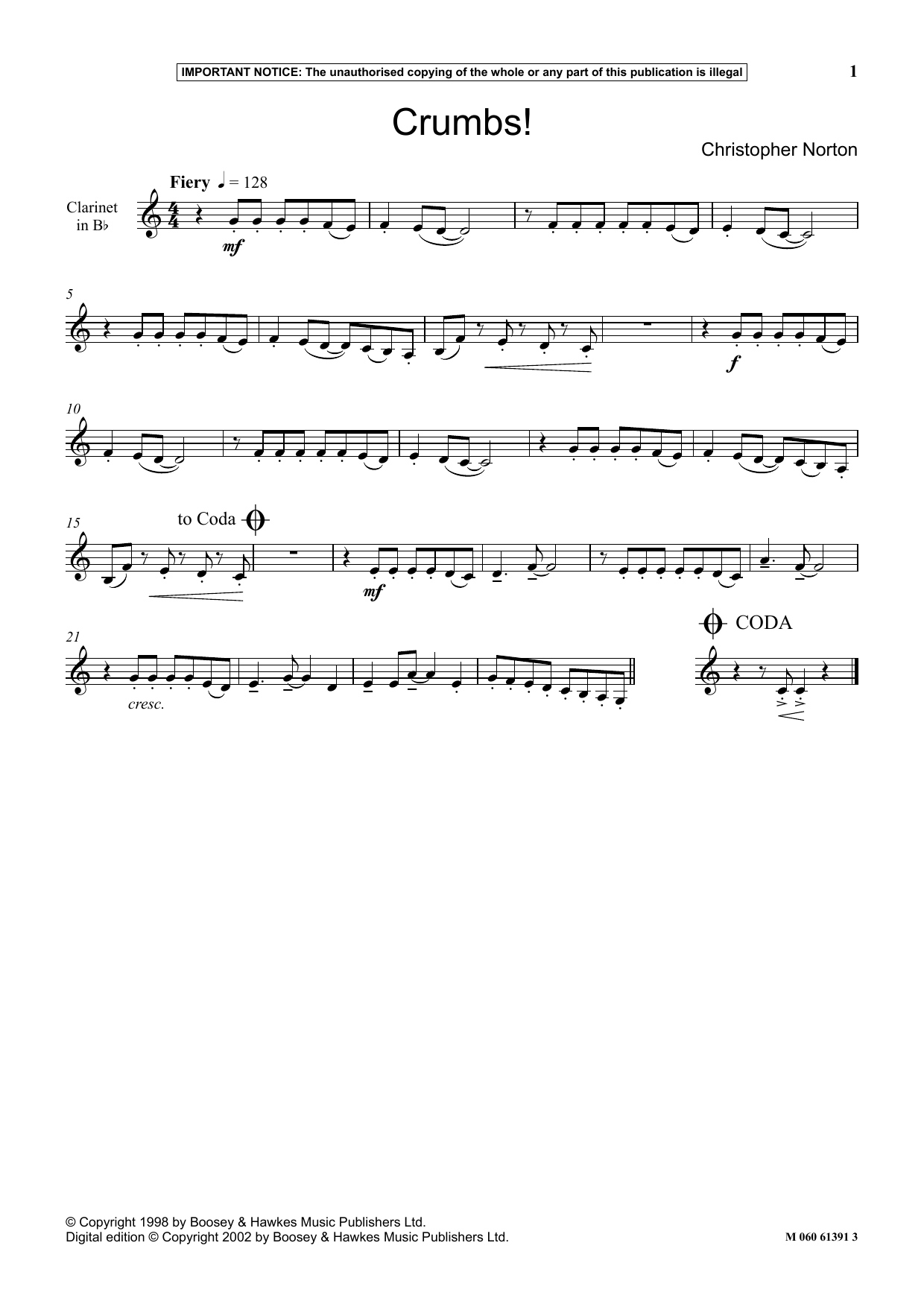 Christopher Norton Crumbs! sheet music notes and chords. Download Printable PDF.