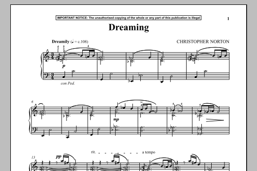 Christopher Norton Dreaming sheet music notes and chords. Download Printable PDF.