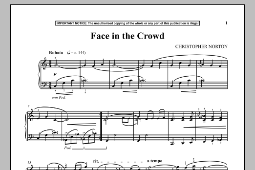 Learn to play Christopher Norton Face In The Crowd sheet music for Instrumental Solo in minutes. Price: 5.9900$ Christopher Norton Face In The Crowd sheet music notes and chords arranged for Instrumental Solo