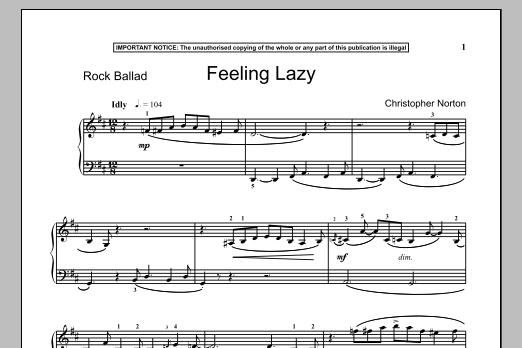 Christopher Norton Feeling Lazy sheet music notes and chords. Download Printable PDF.