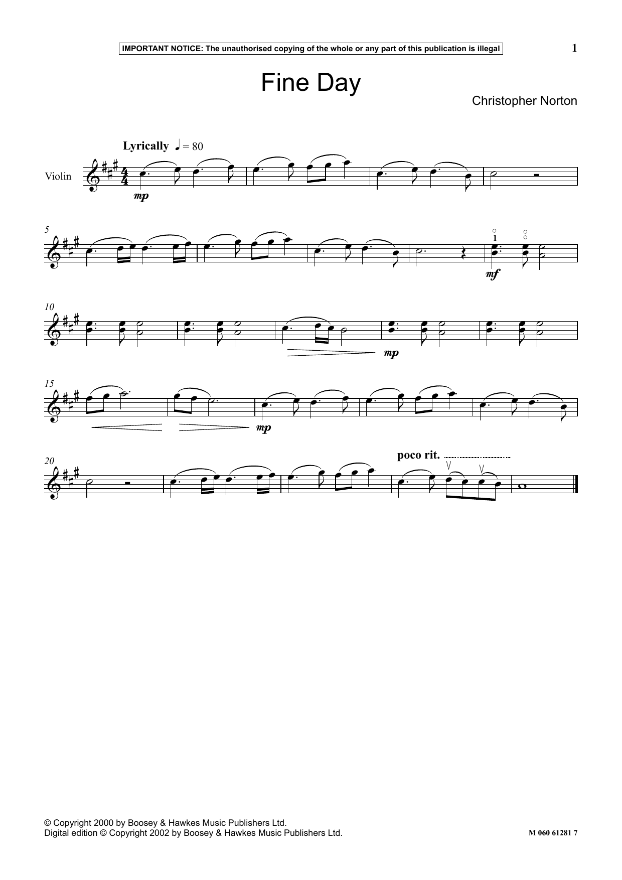 Christopher Norton Fine Day sheet music notes and chords. Download Printable PDF.