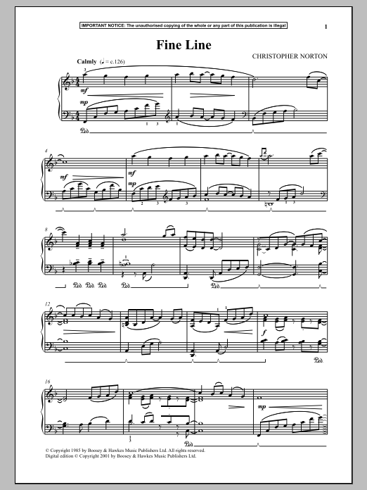 Learn to play Christopher Norton Fine Line sheet music for Piano Solo in minutes. Christopher Norton Fine Line sheet music notes and chords. Download Printable PDF.