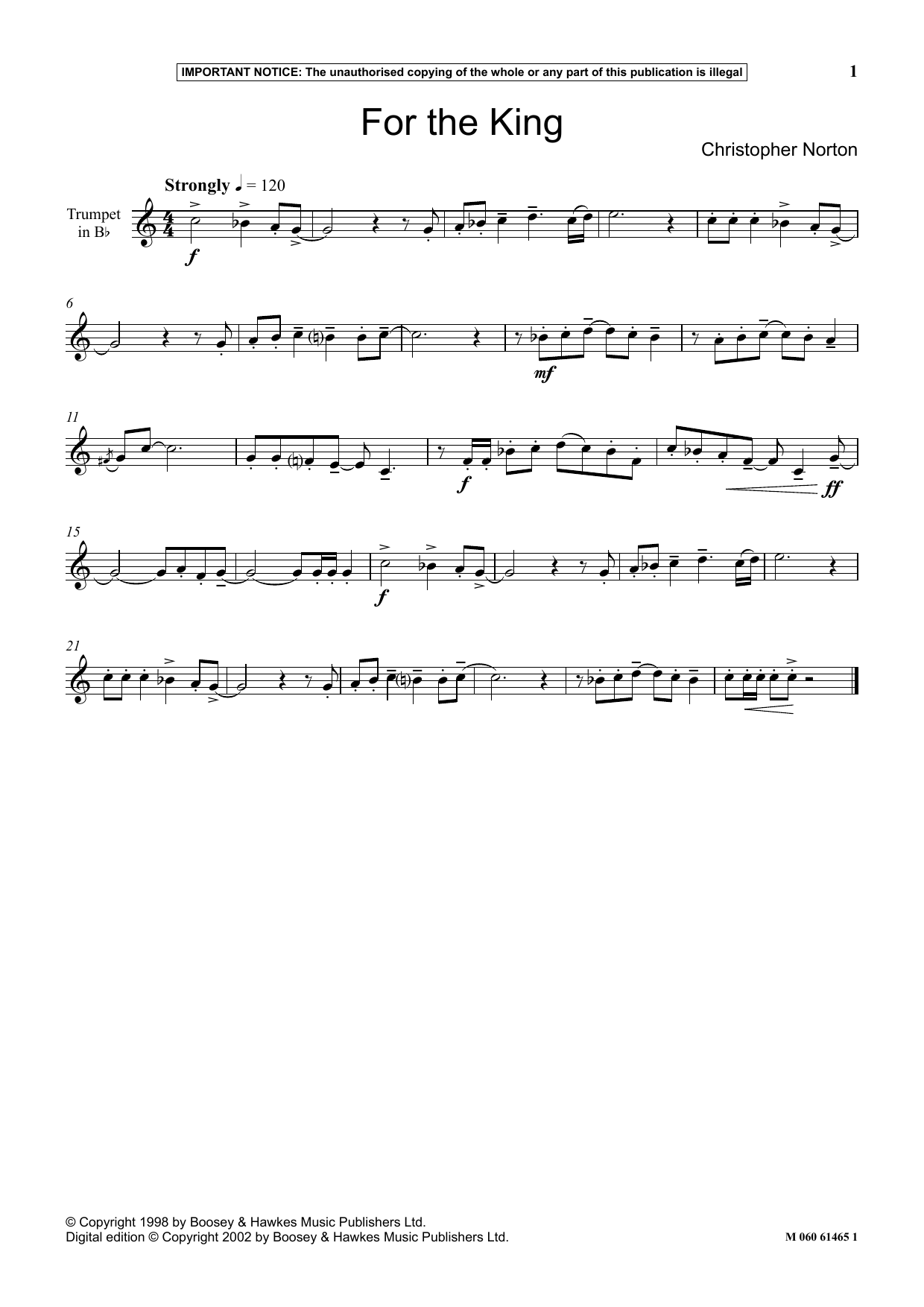 Learn to play Christopher Norton For The King sheet music for Instrumental Solo in minutes. Price: 5.9900$ Christopher Norton For The King sheet music notes and chords arranged for Instrumental Solo