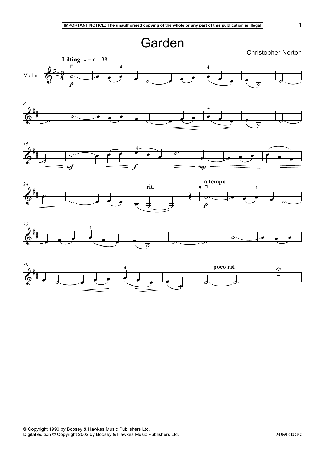 Christopher Norton Garden sheet music notes and chords. Download Printable PDF.