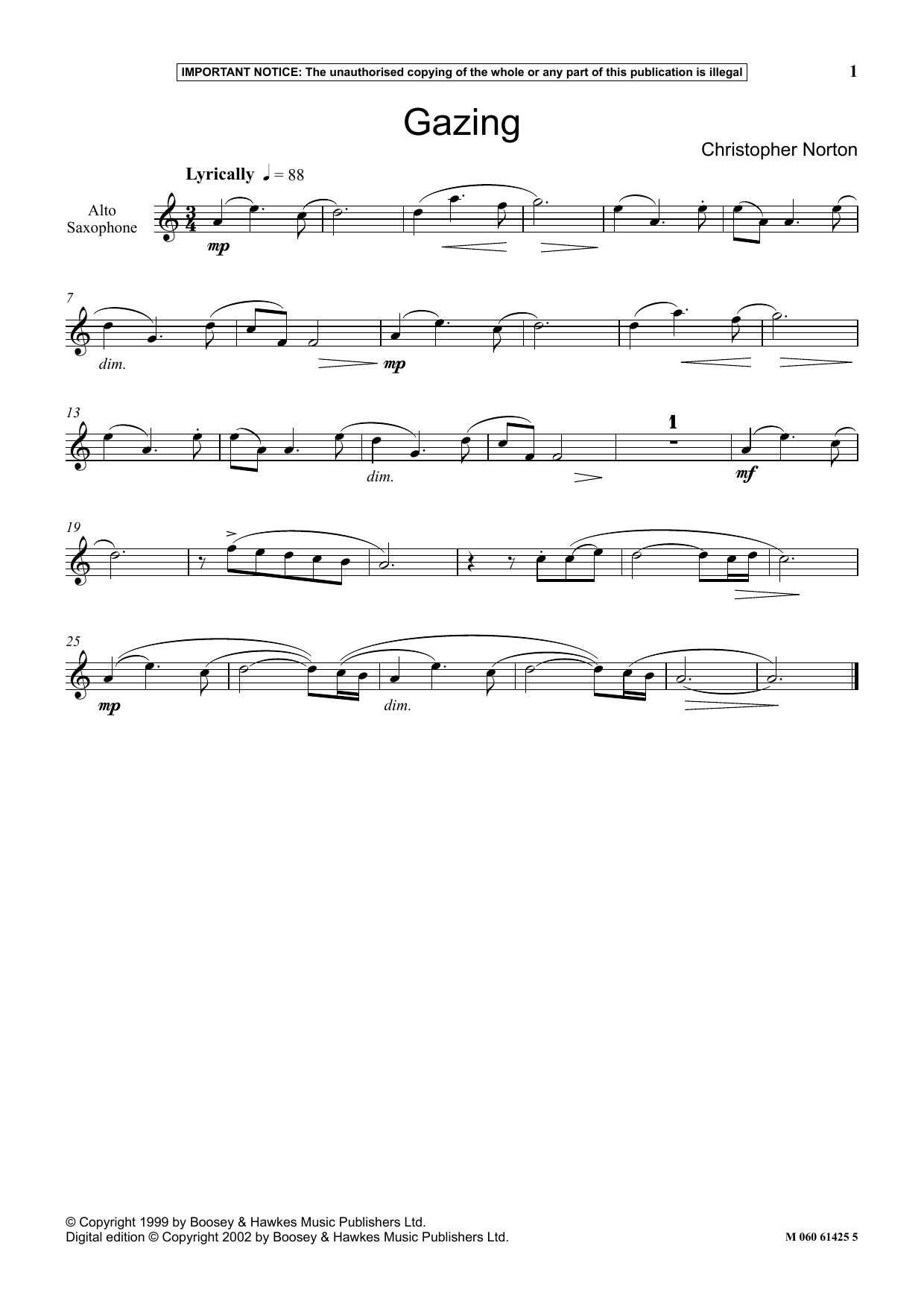 Christopher Norton Gazing sheet music notes and chords. Download Printable PDF.