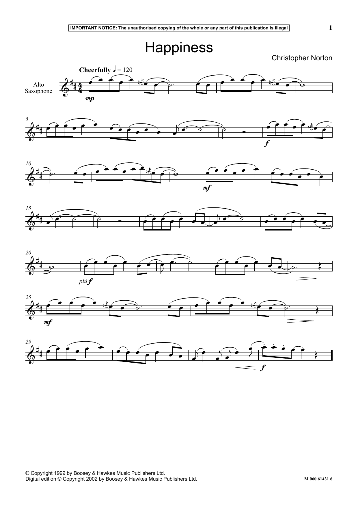 Christopher Norton Happiness sheet music notes and chords. Download Printable PDF.