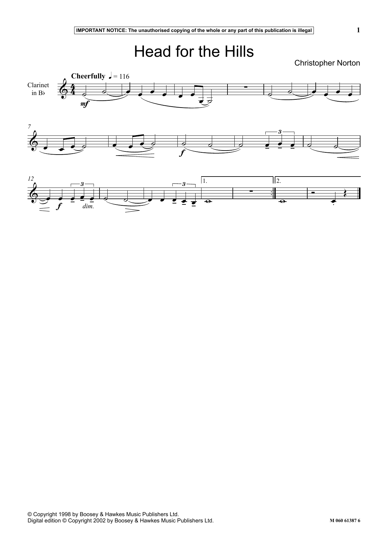 Learn to play Christopher Norton Head For The Hills sheet music for Instrumental Solo in minutes. Price: 5.9900$ Christopher Norton Head For The Hills sheet music notes and chords arranged for Instrumental Solo