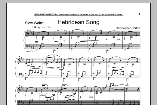 Christopher Norton Hebridean Song sheet music notes and chords. Download Printable PDF.