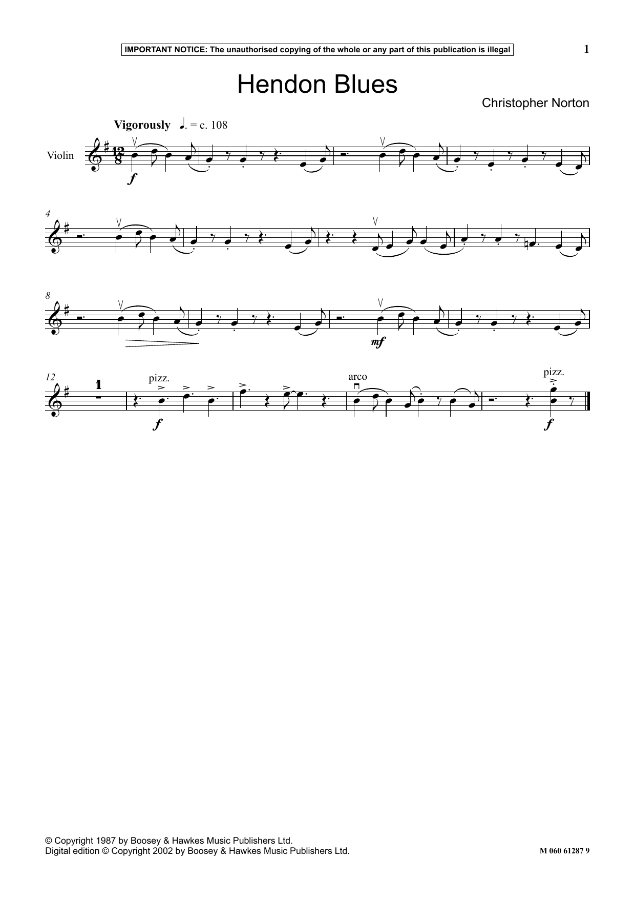 Christopher Norton Hendon Blues sheet music notes and chords. Download Printable PDF.