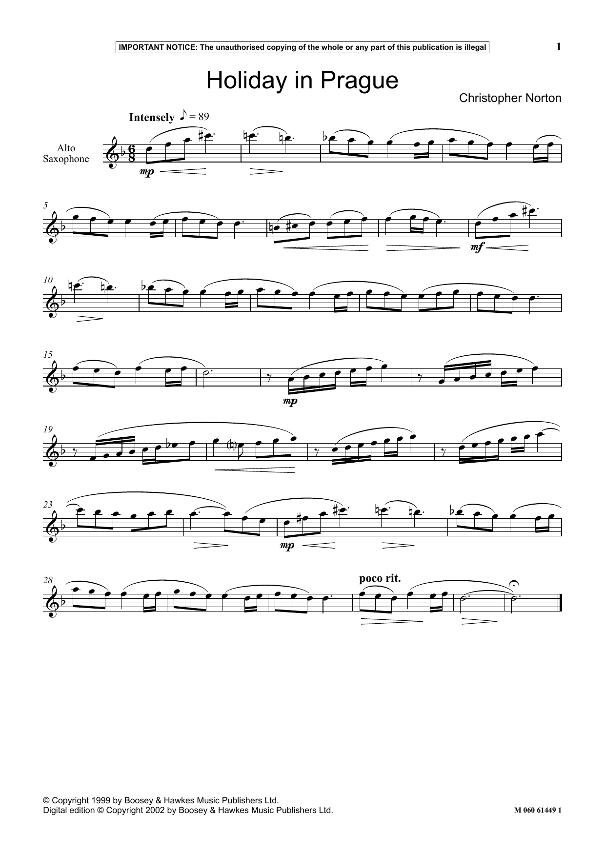Learn to play Christopher Norton Holiday In Prague sheet music for Instrumental Solo in minutes. Price: 5.9900$ Christopher Norton Holiday In Prague sheet music notes and chords arranged for Instrumental Solo