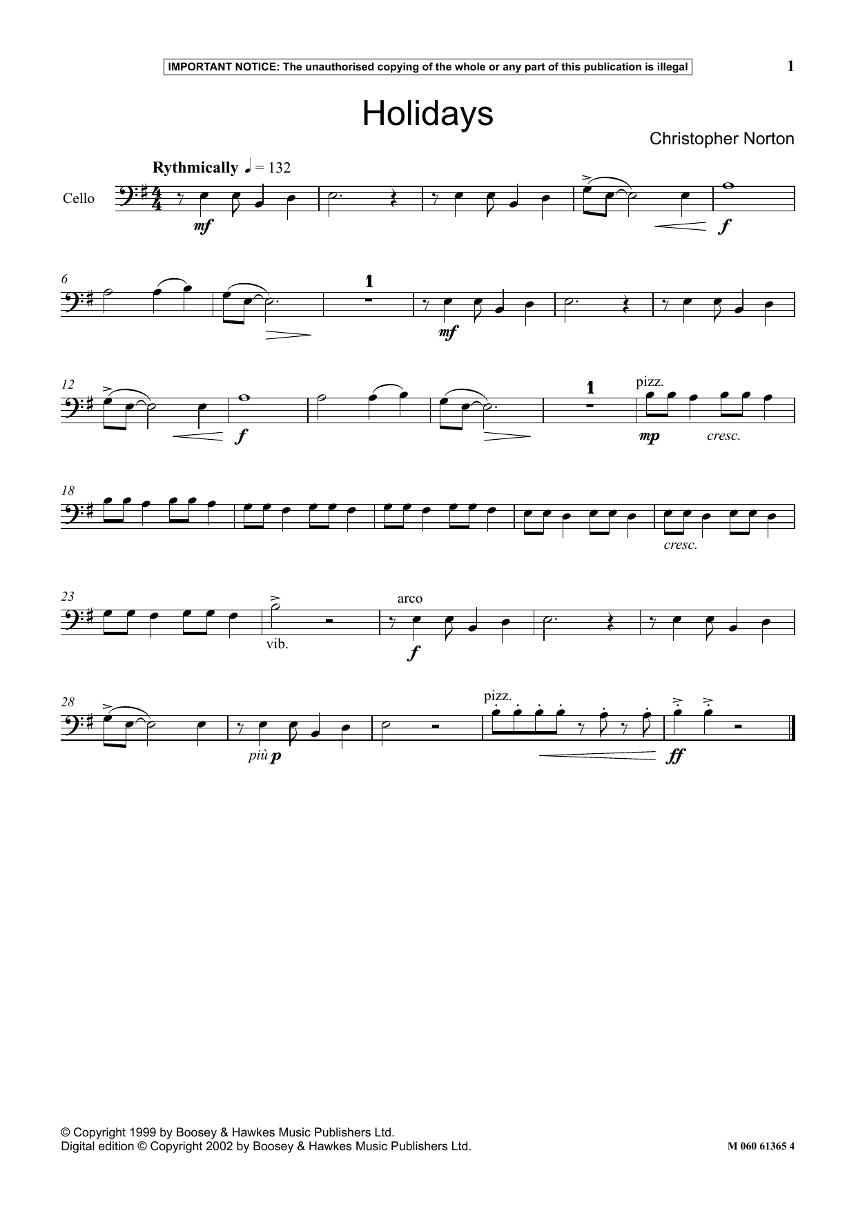 Christopher Norton Holidays sheet music notes and chords. Download Printable PDF.