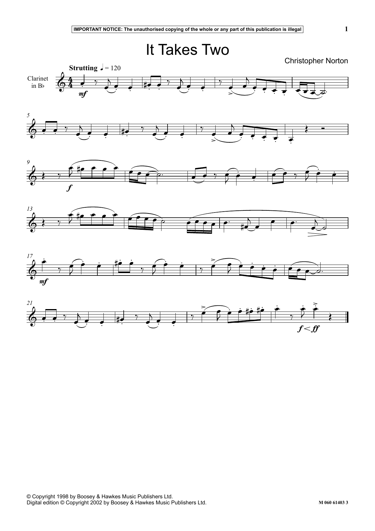 Learn to play Christopher Norton It Takes Two sheet music for Instrumental Solo in minutes. Price: 5.9900$ Christopher Norton It Takes Two sheet music notes and chords arranged for Instrumental Solo