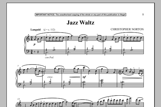 Christopher Norton Jazz Waltz sheet music notes and chords. Download Printable PDF.