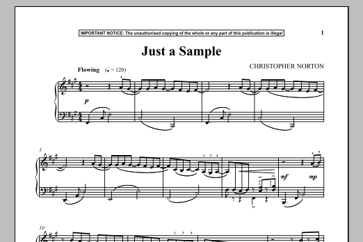 Learn to play Christopher Norton Just A Sample sheet music for Piano Solo in minutes. Christopher Norton Just A Sample sheet music notes and chords. Download Printable PDF.